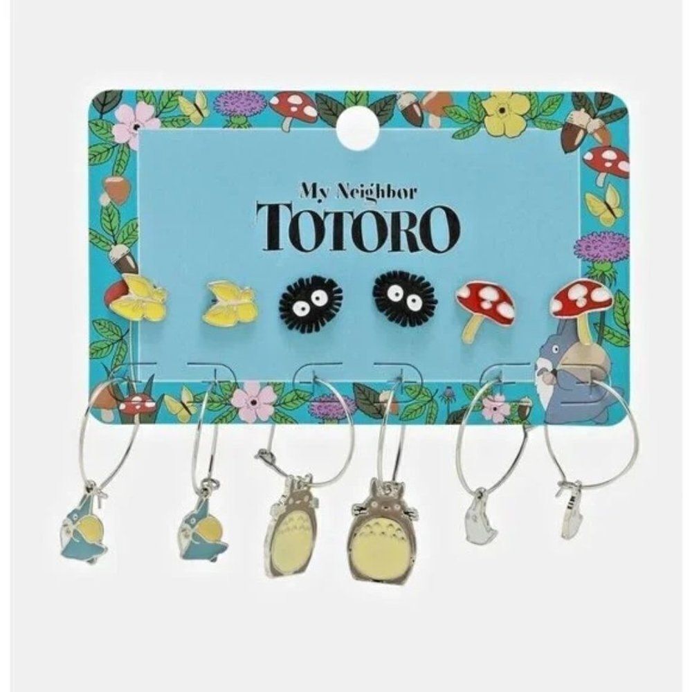 Studio Ghibli MY NEIGHBOR TOTORO HOOP & STUD EARRING SET 6 Pair Soot Spr…
